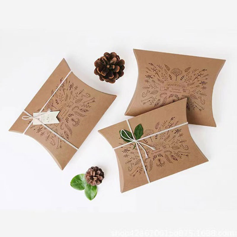 Custom Kraft Paper Gift Pillow Boxes